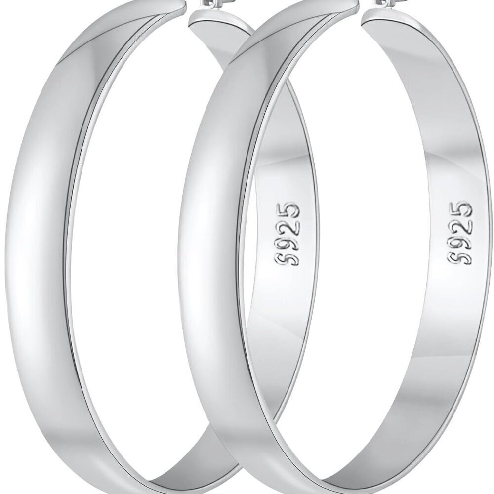 Sterling Silver Hoop Earrings Women Large 20/30/40/50/60/70MM Hypoallergenic Lig